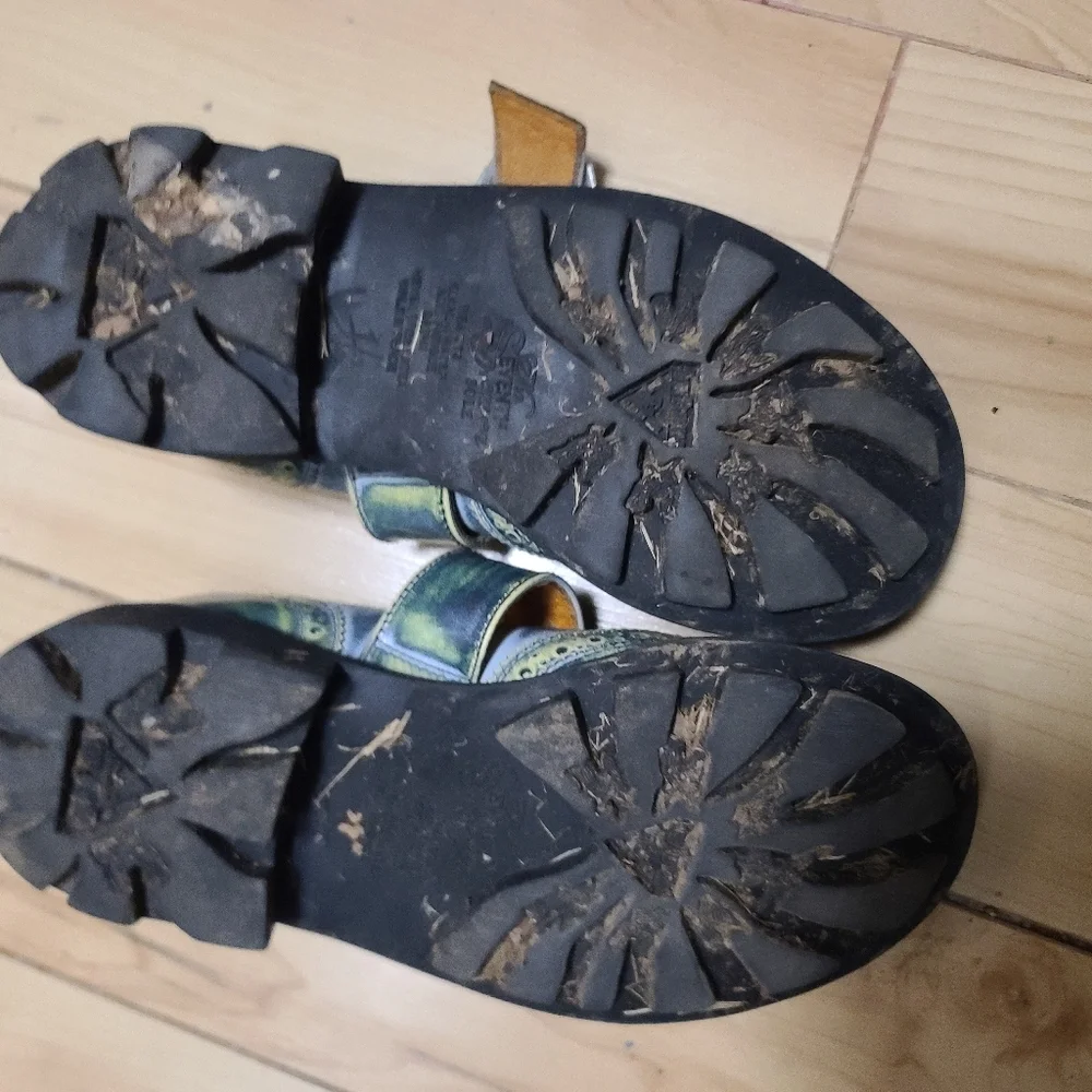 John fluevog size 7 Angela Mary janes green acid wash - Picture 5 of 9